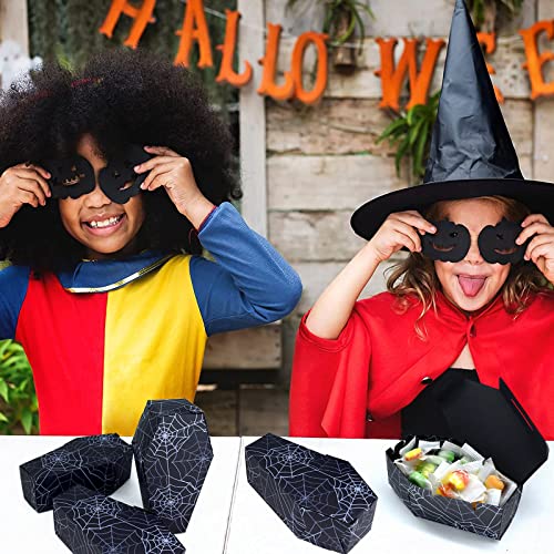 Halloween Candy Coffin Paper Box 16 Pcs Halloween Coffin Treat Boxes for Trick or Treat Halloween Event Party Favor Kids Classroom Supply (Black)