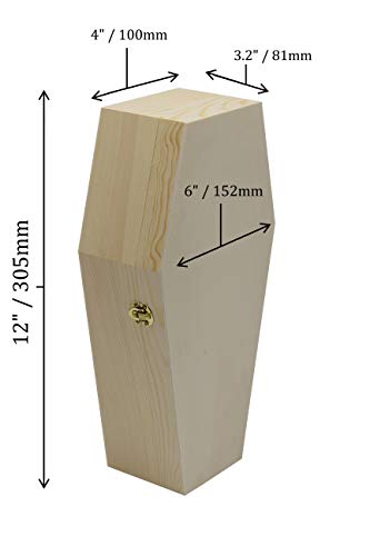 Creative Hobbies Large 12 Inch Halloween Coffin Box, Fillable Hinged Box for Halloween Décor, Party Favor, Goth, Decoration, Coffin Ring Box, Pet Casket