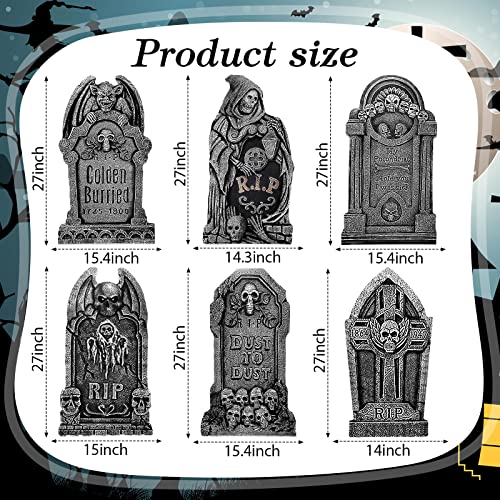 6 Styles Halloween Tombstone Yard Stakes Signs Graveyard Tombstones Yard Signs Corrugated Rip Tombstones Halloween Sign with Stakes Signs for Halloween Props Lawn Decorations (27 Inch Tall)