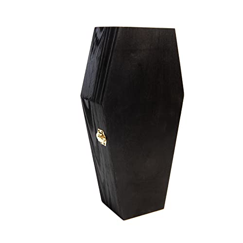 Creative Hobbies 12" Black Painted Wood Coffin Box - Halloween Coffin Box, Fillable Hinged Box for Halloween Décor, Party Favor, Goth, Doll Coffin, Pet Casket