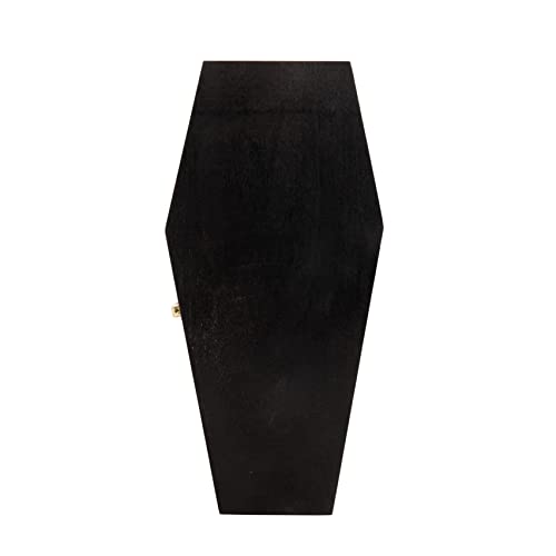 Creative Hobbies 12" Black Painted Wood Coffin Box - Halloween Coffin Box, Fillable Hinged Box for Halloween Décor, Party Favor, Goth, Doll Coffin, Pet Casket