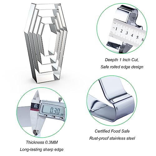 Halloween Coffin Cookie Cutter Set - 5", 4", 3", 2" - 4 Piece - Stainless Steel