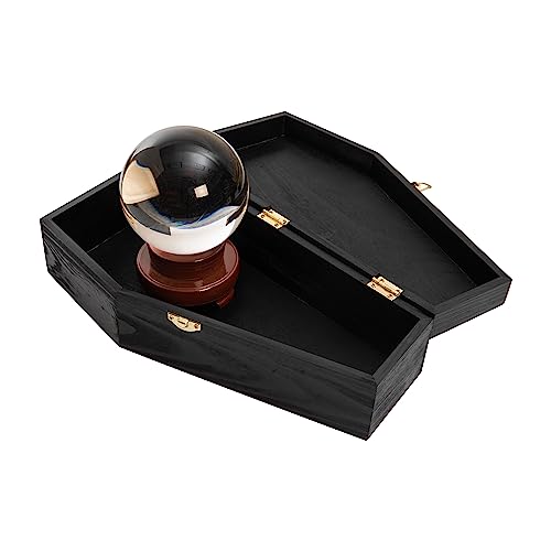 Creative Hobbies 12" Black Painted Wood Coffin Box - Halloween Coffin Box, Fillable Hinged Box for Halloween Décor, Party Favor, Goth, Doll Coffin, Pet Casket