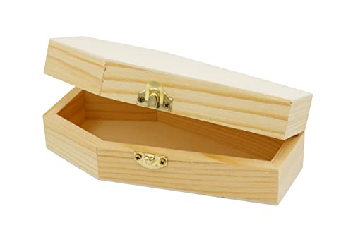 Creative Hobbies Pack of 6 - Small Unfinished Wood Funeral Coffins, 6-Inch - Perfect for Halloween, Goth Decor, and Pet Memorials