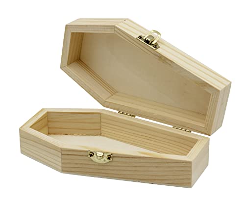 Creative Hobbies Pack of 6 - Small Unfinished Wood Funeral Coffins, 6-Inch - Perfect for Halloween, Goth Decor, and Pet Memorials