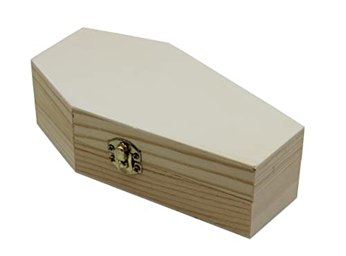 Creative Hobbies Pack of 6 - Small Unfinished Wood Funeral Coffins, 6-Inch - Perfect for Halloween, Goth Decor, and Pet Memorials