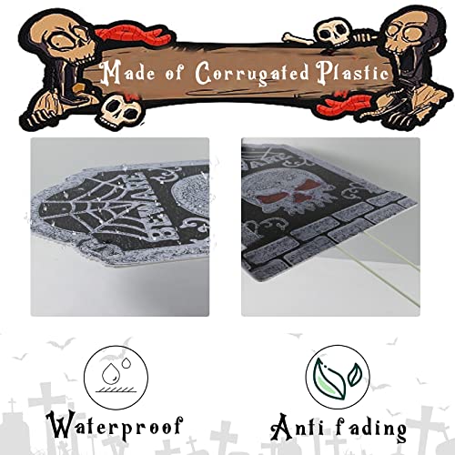 17in Halloween Tombstones Yard Sign with Stakes, 6PCS Graveyard Gravestone Headstone Lawn Signs Decor & Cemetery Decorations Waterproof(Large)