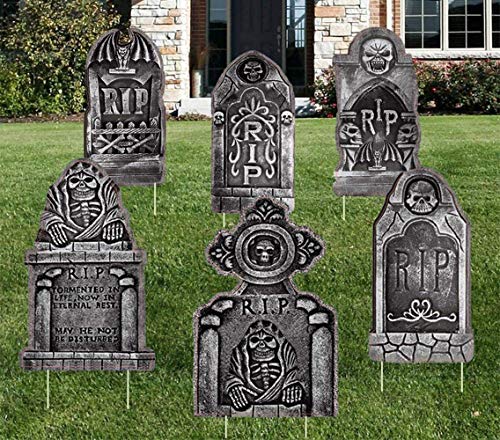 Halloween Yard Signs Tombstone Yard Stakes Gravestone Yard Sign Stake for Headstone Decorations Outdoor Lawn Decorations 6 Pack Tombstone Yard Decor