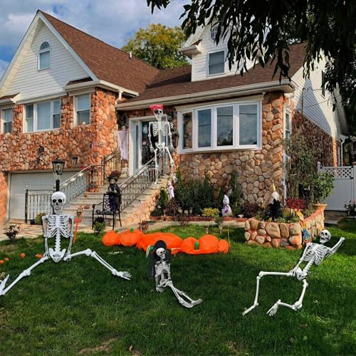 IDMOP 5.4Ft Halloween Skeleton - Life Size Full Body Realistic Human Bones with Posable Joints for Halloween Pose Skeleton Prop Decoration
