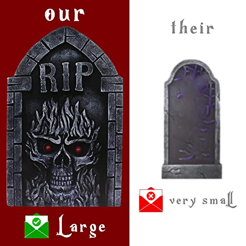 17in Halloween Tombstones Yard Sign with Stakes, 6PCS Graveyard Gravestone Headstone Lawn Signs Decor & Cemetery Decorations Waterproof(Large)