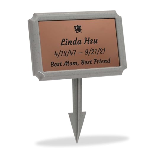 Crowne Vault Temporary Grave Marker | Personalized and Custom Engraved Memorial Plaque for Outdoor Burial and Cemetery Use | Made in the USA (Granite Grey)