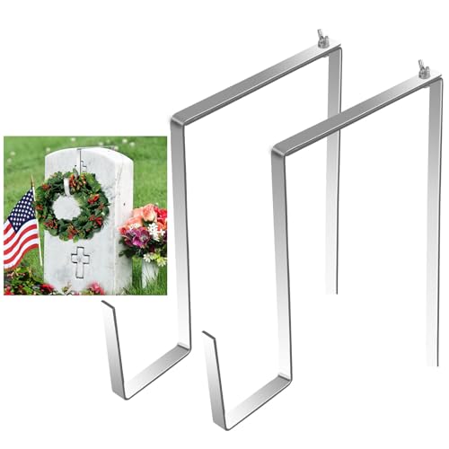 Arilaca Headstone Wreath Hanger for Cemetery Wreath Holder for Grave Marker Halloween Decorations Door Wreath Hooks Wreath Hangers for Front Door Decor Headstones for Cemetery Halloween Wreath Stand
