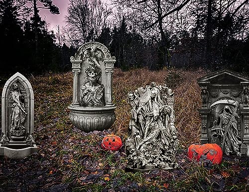 KKEATOY Tombstones Halloween Decor(5 Pack) RIP Graveyard Tombstone Yard Stake Signs for Halloween Outdoor Lawn Yard Decorations,Include 5 Tombstones and 10 Plastic Stakes