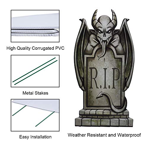 JOYIN 8 Pack Halloween Tombstone Yard Decorations, 16.5" Tall Lightweight PVC Yard Signs for Halloween Party, Haunted House, Graveyard and Outdoor Lawn