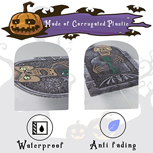 Large Halloween Tombstone Yard Sign 16.5 inch, 8 PCS Tombstones for Graves Halloween Gravestone Lawn Signs With Stakes Halloween Outdoor Decor Yard Decorations Waterproof