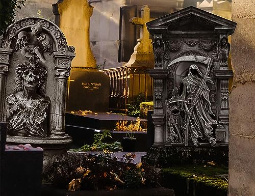 KKEATOY Tombstones Halloween Decor(5 Pack) RIP Graveyard Tombstone Yard Stake Signs for Halloween Outdoor Lawn Yard Decorations,Include 5 Tombstones and 10 Plastic Stakes