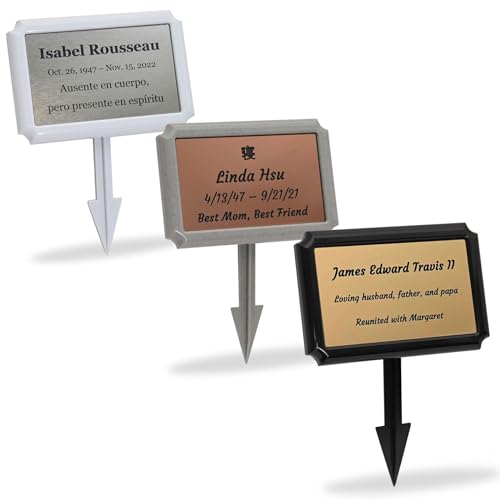 Crowne Vault Temporary Grave Marker | Personalized and Custom Engraved Memorial Plaque for Outdoor Burial and Cemetery Use | Made in the USA (Granite Grey)