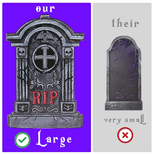 Large Halloween Tombstone Yard Sign 16.5 inch, 8 PCS Tombstones for Graves Halloween Gravestone Lawn Signs With Stakes Halloween Outdoor Decor Yard Decorations Waterproof