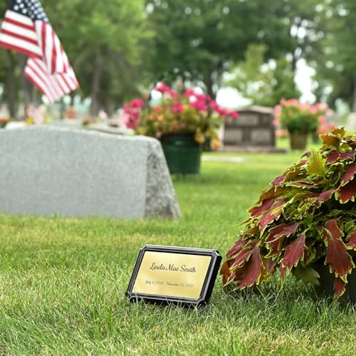 Crowne Vault Temporary Grave Marker | Personalized and Custom Engraved Memorial Plaque for Outdoor Burial and Cemetery Use | Made in the USA (Granite Grey)