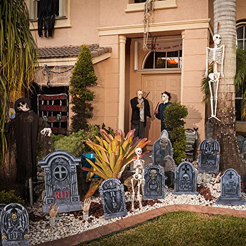Large Halloween Tombstone Yard Sign 16.5 inch, 8 PCS Tombstones for Graves Halloween Gravestone Lawn Signs With Stakes Halloween Outdoor Decor Yard Decorations Waterproof
