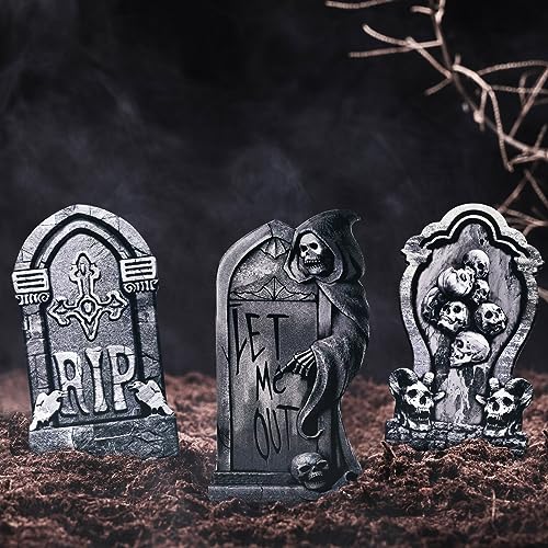 6 Pieces Halloween Garden Porch Yard Sign Large Graveyard Tombstones Gravestones Patterns Stakes Outdoor Spooky Halloween Patio Decorations