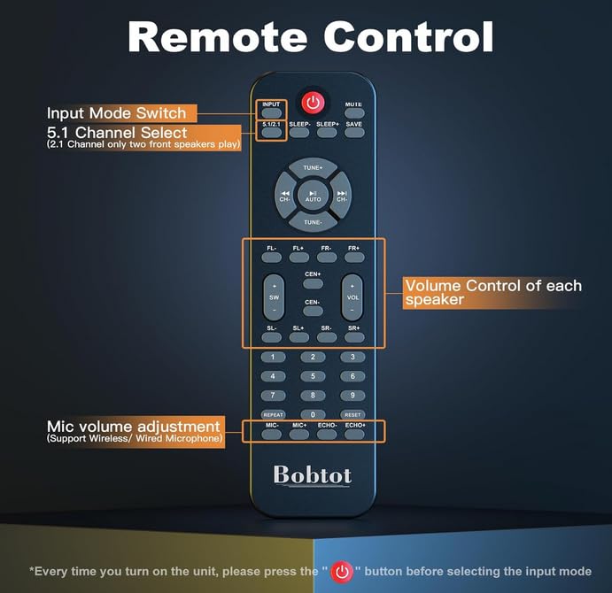 Bobtot Surround Sound Systems Home Theater System - 800 Watts Peak Power 6.5" Subwoofer 5.1/2.1 Wired Stereo Speakers Strong Bass with HDMI ARC Optical AUX Bluetooth Input