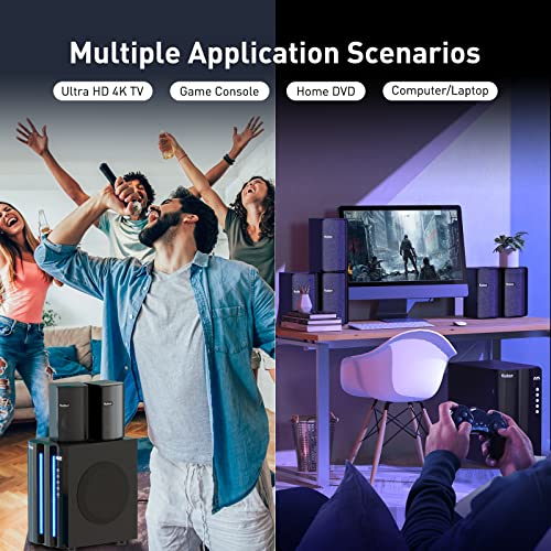 Bobtot Surround Sound Systems Home Theater System - 800 Watts Peak Power 6.5" Subwoofer 5.1/2.1 Wired Stereo Speakers Strong Bass with HDMI ARC Optical AUX Bluetooth Input