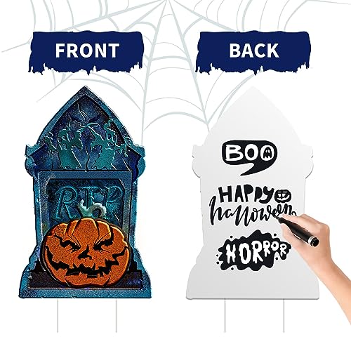 9 Pack Halloween Tombstone Yard Decorations, Outside Waterproof Graveyard Signs Decorations for Yard, Halloween Cemetary Headstone for Halloween Party, Garden Yard Decorations