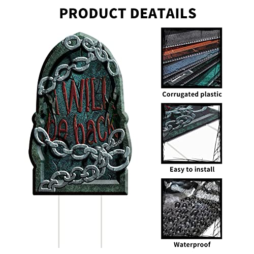 9 Pack Halloween Tombstone Yard Decorations, Outside Waterproof Graveyard Signs Decorations for Yard, Halloween Cemetary Headstone for Halloween Party, Garden Yard Decorations
