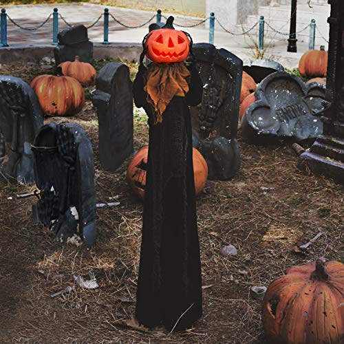 FUN LITTLE TOYS 47.2" Halloween Hanging Pumpkin Ghost Animated Halloween Decorations with Sound & Light, Scary Creepy Spooky Props for Halloween Décor Outdoor, Haunted House