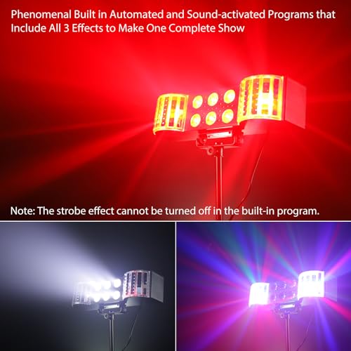 Telbum DJ Lights with Stand, 3-in-1 Party Bar Light Set, Sound Activated DJ Gig Lights for Parties, LED DJ Lighting Package Remote Control, for Band Booth Stage Wedding Disco Christmas Birthday Gift