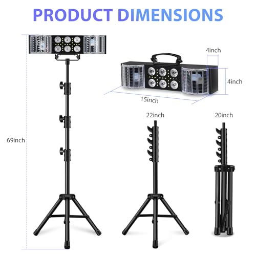 Telbum DJ Lights with Stand, 3-in-1 Party Bar Light Set, Sound Activated DJ Gig Lights for Parties, LED DJ Lighting Package Remote Control, for Band Booth Stage Wedding Disco Christmas Birthday Gift