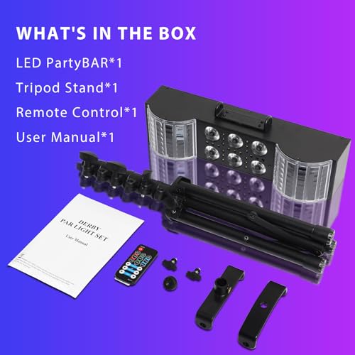 Telbum DJ Lights with Stand, 3-in-1 Party Bar Light Set, Sound Activated DJ Gig Lights for Parties, LED DJ Lighting Package Remote Control, for Band Booth Stage Wedding Disco Christmas Birthday Gift