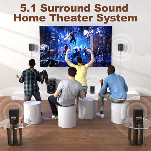 Bobtot Surround Sound Systems Wireless Rear Satellite Speakers - 800W 6.5inch Subwoofer 5.1/2.1 Channel Home Theater Systems with HDMI ARC Optical Bluetooth Input