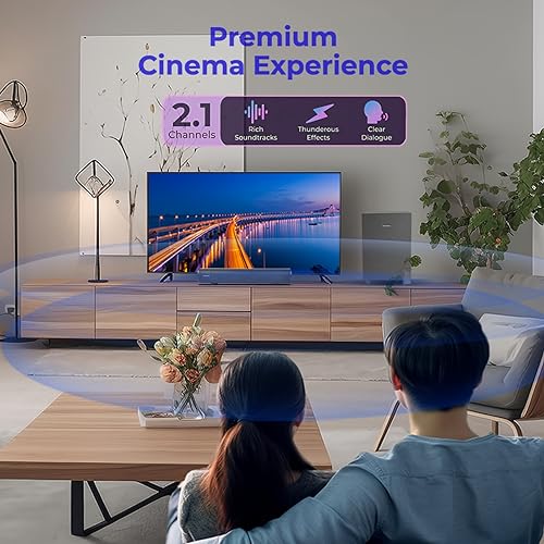 Sonic Blast 2.1 CH Sound Bars for TV with Subwoofer Bluetooth Deep Bass Soundbar for TV PC Gaming Home Theater Surround Sound System Bluetooth/AUX/Optical/Coa Connection Remote Control TV Speaker