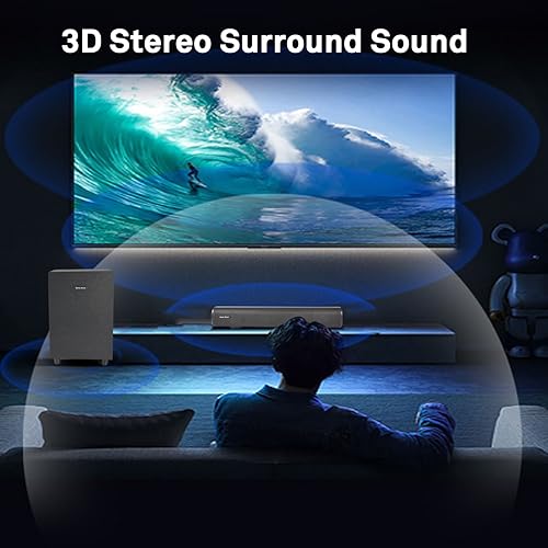 Sonic Blast 2.1 CH Sound Bars for TV with Subwoofer Bluetooth Deep Bass Soundbar for TV PC Gaming Home Theater Surround Sound System Bluetooth/AUX/Optical/Coa Connection Remote Control TV Speaker