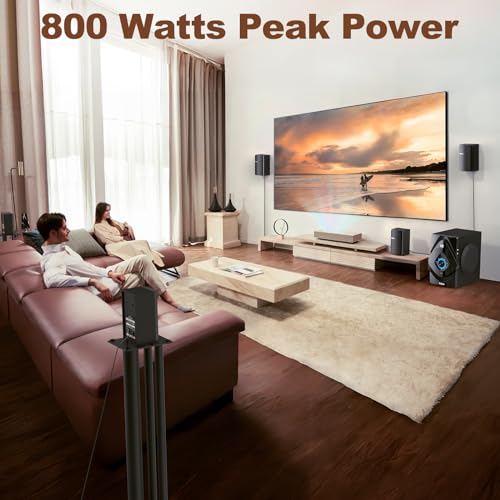Bobtot Surround Sound Systems Wireless Rear Satellite Speakers - 800W 6.5inch Subwoofer 5.1/2.1 Channel Home Theater Systems with HDMI ARC Optical Bluetooth Input