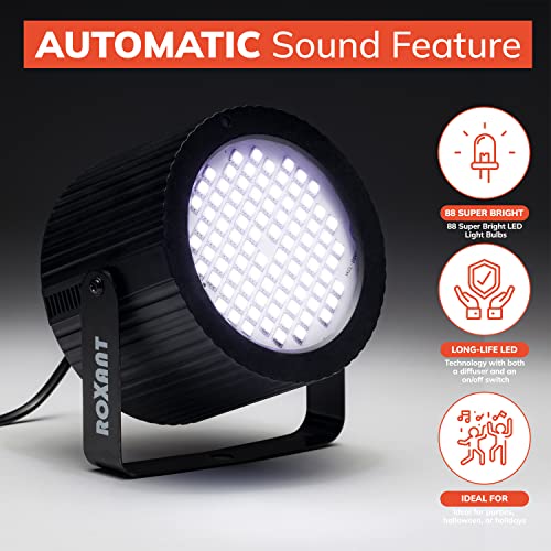 Roxant Strobe Light Halloween - 88 Super Bright LED Light Bulbs - Speed & Sound Modes | Party Decorations | Strobe Light for Parties | Party Lights