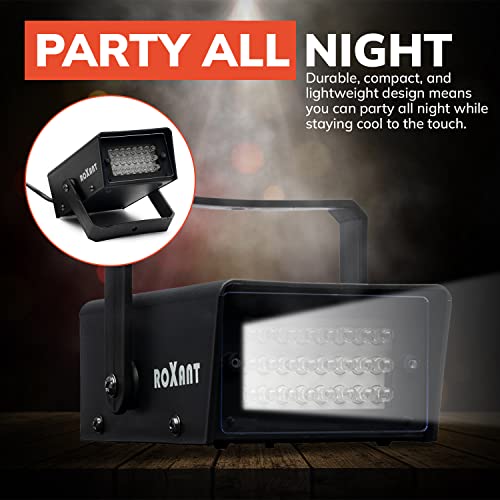 Roxant Pro Mini Strobe Light Halloween - 24 Super Bright LED Light Bulbs - Adjustable Flash Speed Control | Party Decorations | Party Lights