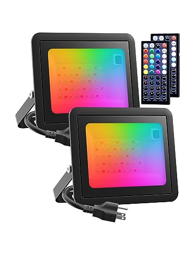 Meloght LED Flood Light Outdoor 400W Equiv, 40W RGB Color Changing Outdoor Floodlights with Remote, Uplighting Indoor IP66 Landscape Floor Lighting Stage Spotlights, Uplights for Events Party