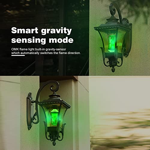OMK - Christmas Decorations LED Flame Effect Light Bulbs - Newest Upgraded 4 Modes Green Fire Simulated Lamps - Holiday/Christmas Gifts/Indoor/Outdoor Decoration Lights (2Pack)