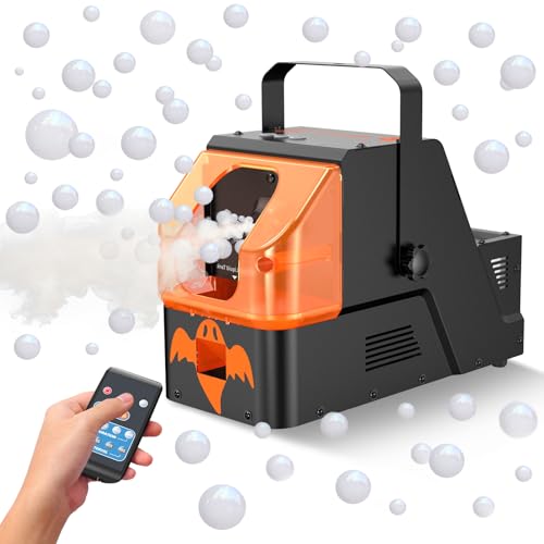 Fog Machine, 400W Fog Bubble Machine with Remote Control, Consumer-Grade Smoke Bubble Machine, Bubble Fog Combo for Indoor Outdoor Halloween Christmas Party Wedding Birthday Photograph