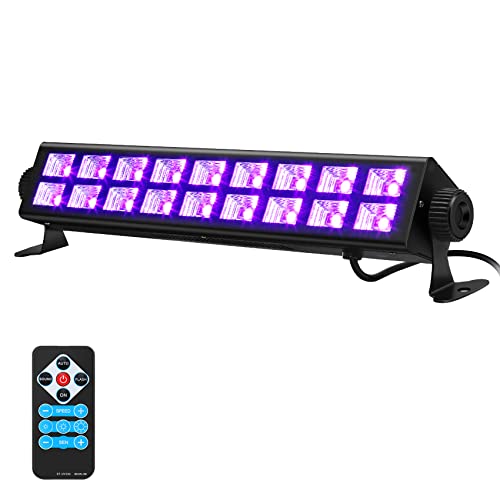 54W Black Light with Remote, 18 UV LED Blacklight Bar Glow in The Dark Party Supplies, Light Up 25x25ft for Glow Party Halloween Decorations Christmas Birthday Wedding Stage Lighting
