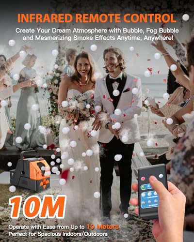 Fog Machine, 400W Fog Bubble Machine with Remote Control, Consumer-Grade Smoke Bubble Machine, Bubble Fog Combo for Indoor Outdoor Halloween Christmas Party Wedding Birthday Photograph
