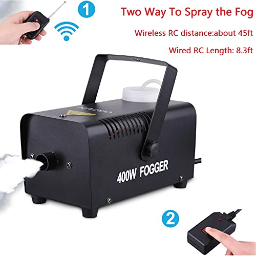 VIRFUN Fog Machine, Smoke Machine with Wireless&Wired Remote Control for Parties Halloween Wedding and Stage Effect, 400W