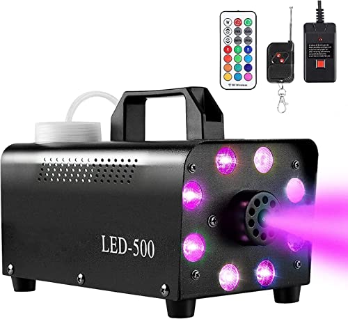 Motorenbau Fog Machine with 8 LED Lights,Smoke Machine with 13 Colorful LED Lights Effect,500W and 2000CFM Fog with Remote Control,Indoor, Perfect for Halloween, Party,Weddingand Stage Effect
