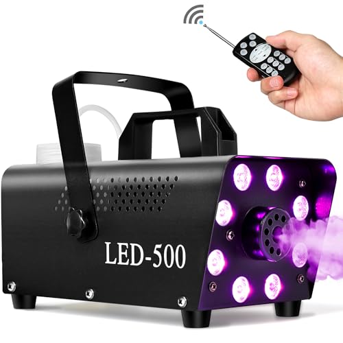 Upgraded Fog Machine Portable Smoke Machine with Lights, Fog Machine for Indoor Outdoor Halloween Parties