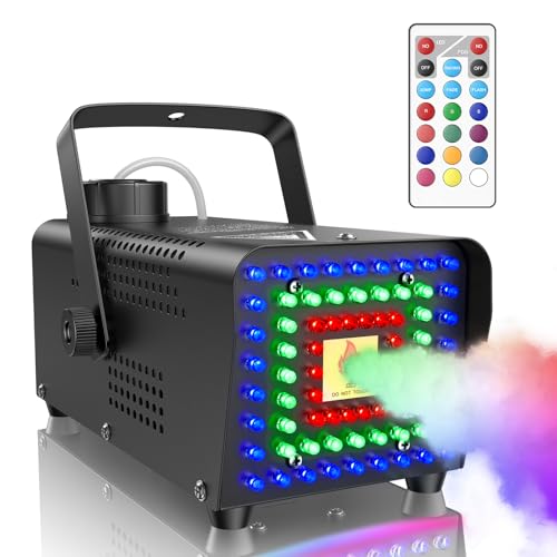 Fansteck Fog Machine, Smoke Machine with 72 LED Lights Effect, 500W and 2000CFM Fog with Wireless Remote Control, Perfect for Indoor Outdoor Wedding, Halloween, Party and Stage Effect