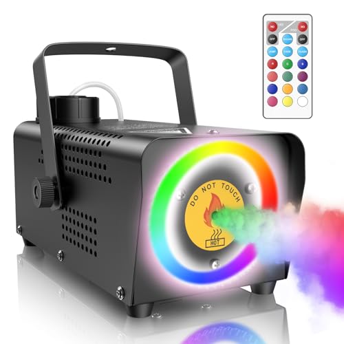 Fansteck Smoke Machine, Fog Machine with 45 LED Lights, 500W and 2000CFM Fog with Wireless Remote Control Portable for Outdoor, Parties, Stage Effect, Indoor, Disco, Halloween,Wedding, RGB lighting