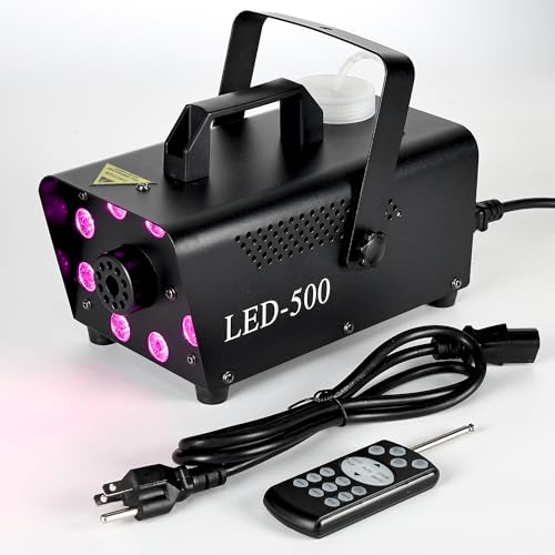 Upgraded Fog Machine Portable Smoke Machine with Lights, Fog Machine for Indoor Outdoor Halloween Parties